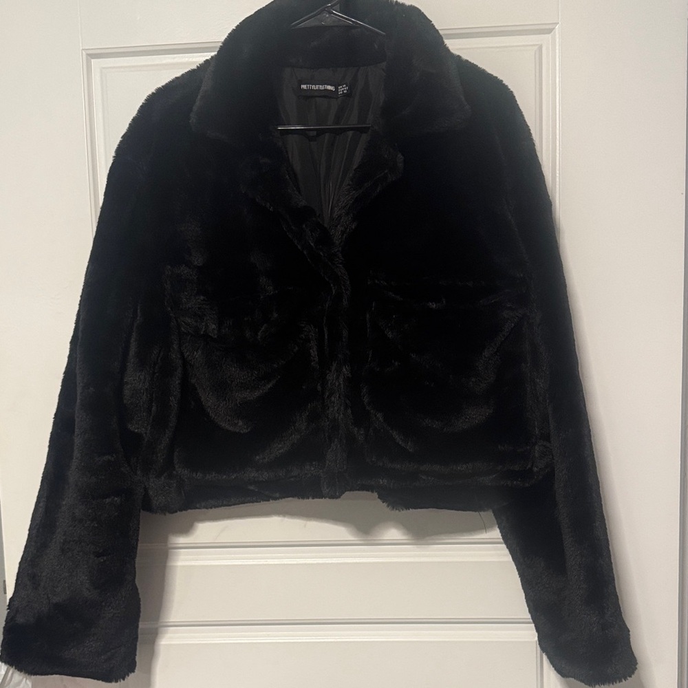 PLT Faux Fur Cropped Jacket